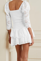 Thumbnail for your product : LoveShackFancy Cedria Shirred Broderie Anglaise Cotton-voile Mini Dress - White
