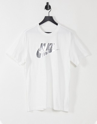 Nike Brand Mark iridescent logo T-shirt in white - ShopStyle