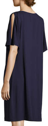 Eileen Fisher Split-Sleeve Jersey Shift Dress