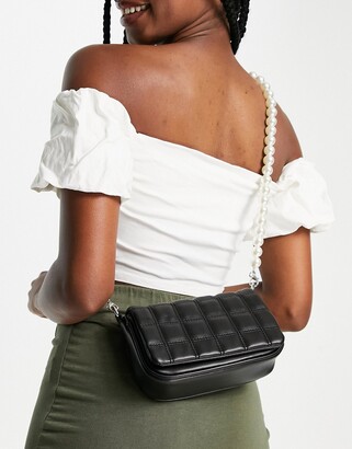 Skinnydip Skinny Dip quilted cross body bag with pearl chain in black -  ShopStyle