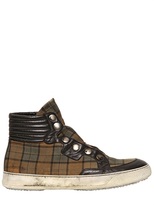 Thumbnail for your product : Bruno Bordese Tartan Snap Button High Top Sneakers