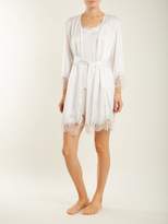 Thumbnail for your product : Icons Lily Lace-trimmed Silk-satin Kimono - Womens - White