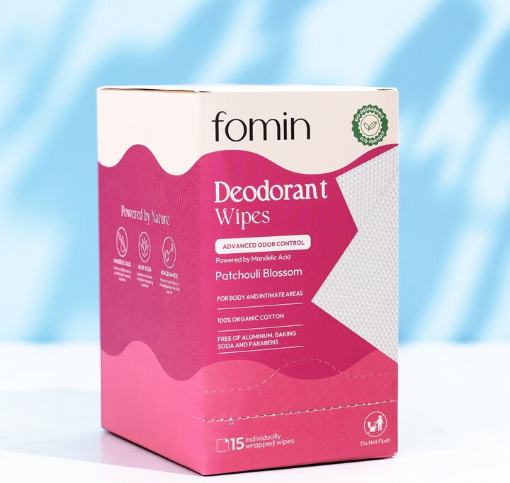 Fomin Full Body Deodorant Wipes, Patchouli Blossom, 15 CT