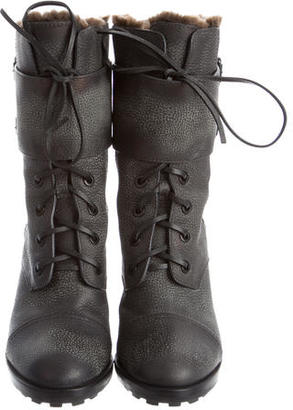 Tory Burch Shearling Combat Boots w/ Tags