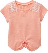 Thumbnail for your product : Old Navy Lace-Shoulder Tie-Front Tees for Baby