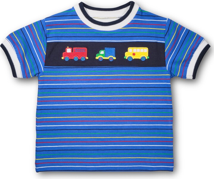 Florence Eiseman Stripe Knit Shirt With Vehicles