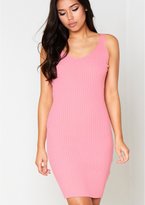 Thumbnail for your product : Missy Empire Kiara Pink Ribbed Detail Bodycon Dress
