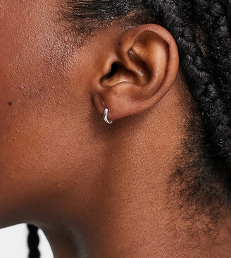 ASOS DESIGN sterling silver mini hinge hoop earrings in 9mm - ShopStyle