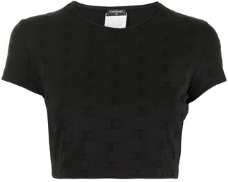 Chanel Pre Owned 1997 Embroidered Logo Cropped Top