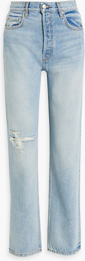 EB Denim Distressed high-rise straight-leg jeans