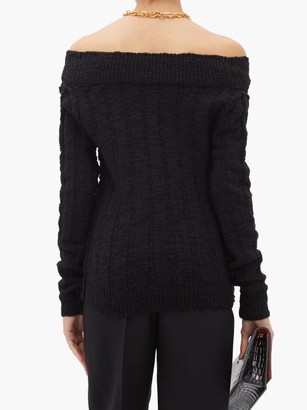 Dolce & Gabbana Off-the-shoulder Ribbed Wool-blend Sweater - Black