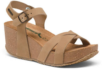 Made In Italy Leather Wedge Sandals