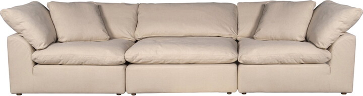 Sunset Trading Puff 3-Piece Fabric Slipcover Modular Sectional Sofa in Tan