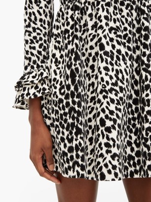 Batsheva Leopard-print Ruffled Cotton-velvet Dress - Leopard