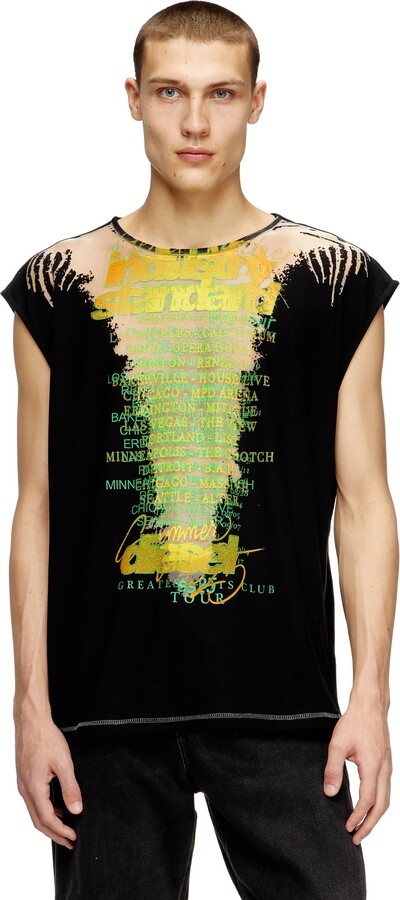 Sleeveless T-shirt with lyrics print