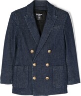 Thumbnail for your product : Balmain Kids Double-Breasted Denim Blazer