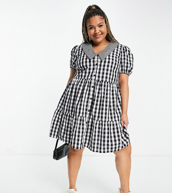 plus size blue gingham dress