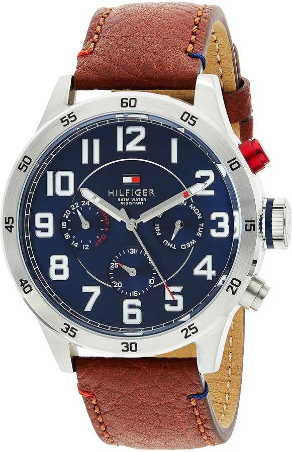 Tommy Hilfiger Trent Men's Quartz Watch with Blue Dial Analogue Display and  Brown Leather Strap 1791066 - ShopStyle