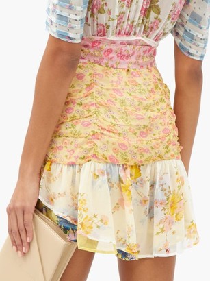 LoveShackFancy Arlo Floral-print Silk-georgette Mini Dress - Multi