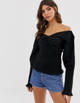 Thumbnail for your product : ASOS DESIGN long sleeve off the shoulder top with shirring detail