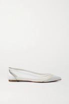Thumbnail for your product : Christian Louboutin Galativi Leather And Mesh Point-toe Flats