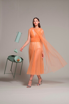 Isabel Sanchis Sleeveless Pleated Skirt Midi-Tea Dress