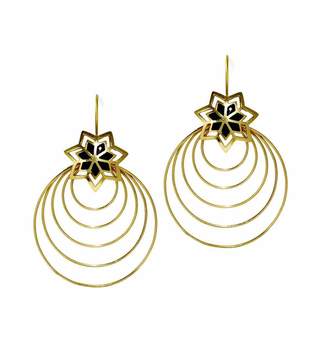 Mela Artisans Circles of Light Earrings in Brass