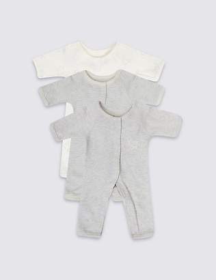 Marks and Spencer 3 Pack Premature Pure Cotton Sleepsuits