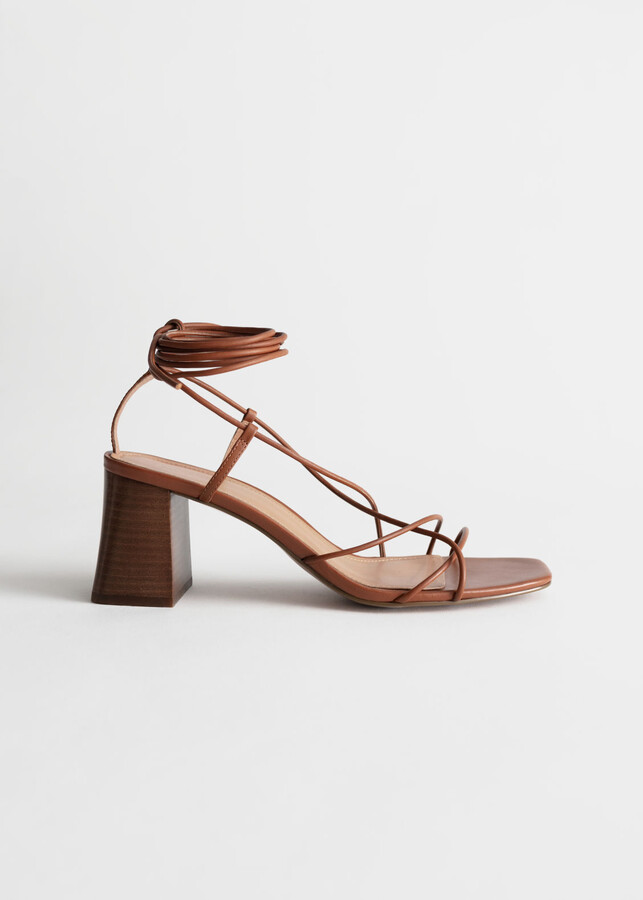 And other stories Leather Strappy Lace Up Heeled Sandals - ShopStyle