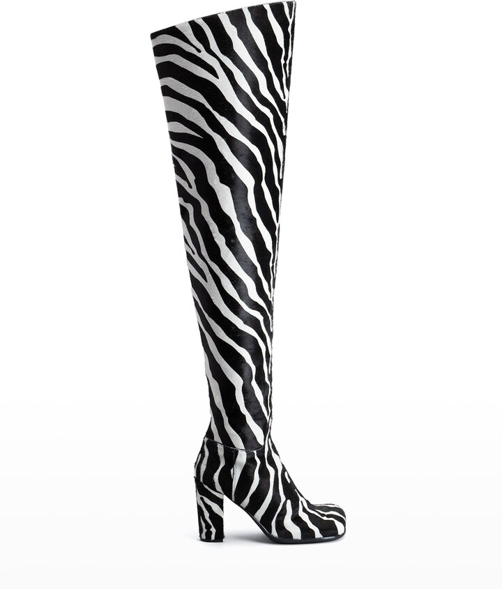 Bottega Veneta Zebra-Print Over-The-Knee Boots - ShopStyle
