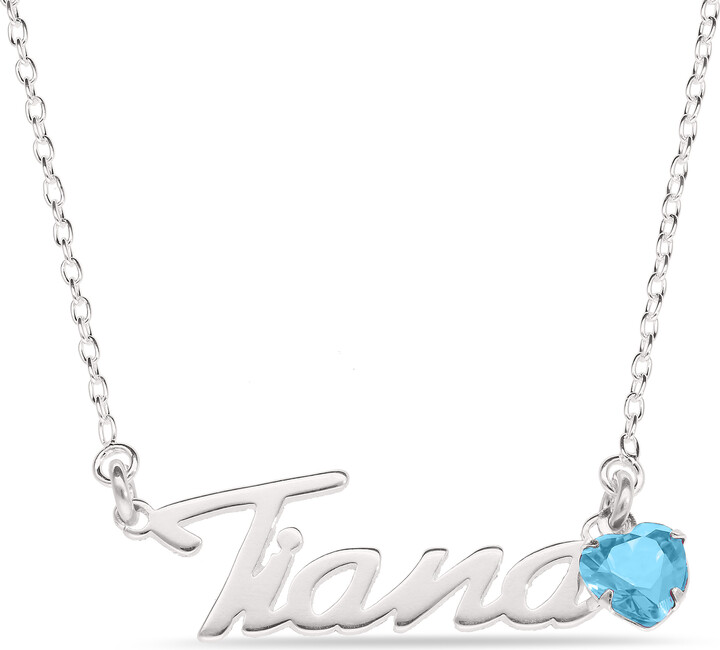 Zales HeartShaped Simulated Birthstone Script Name Necklace in