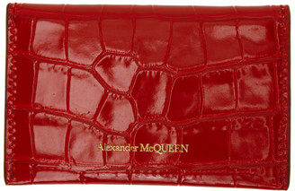 Alexander McQueen Red Croc Skull Envelope Card Holder