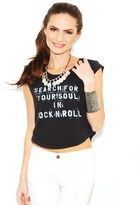 Thumbnail for your product : Vanessa Mooney Rock n Roll Crop Tee in Black on Vanessa Hudgens