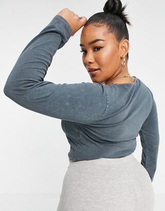 ASOS Curve DESIGN Curve exposed seam corset with long sleeve in washed grey