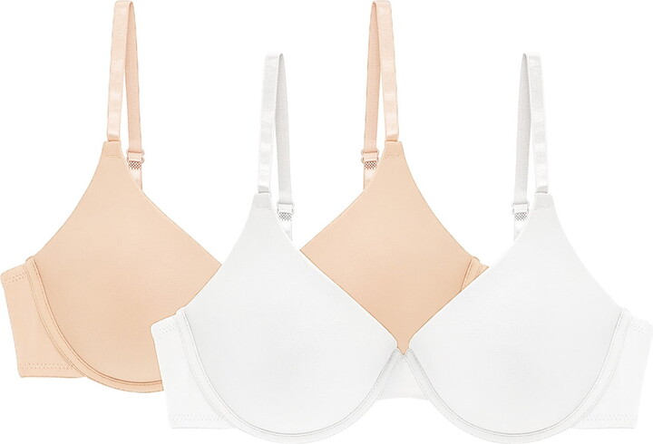 No Boundaries Women’s Tailored Lightly Lined Underwire T-Shirt Bra, 2-Pack
