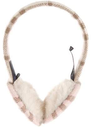 Burberry Cashmere Patterned Earmuffs Pink Cashmere Patterned Earmuffs
