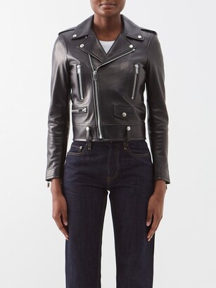 Womens Clothing Jackets Leather jackets Saint Laurent Leather And Feathers Biker Jacket in Black 