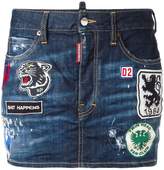 Thumbnail for your product : DSQUARED2 patches denim mini skirt