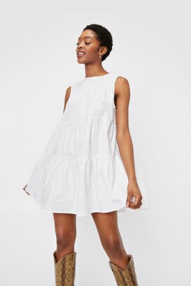 Nasty Gal Womens Tiered Sleeveless Poplin Smock Mini Dress - White - 10 -  ShopStyle