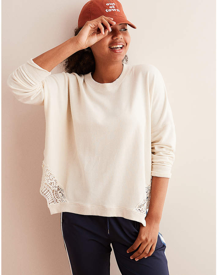 aerie lace bottom sweatshirt