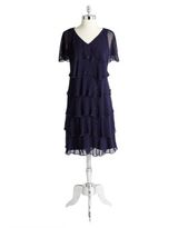 Thumbnail for your product : Patra Beaded and Tiered Flutter Sleeve Dress