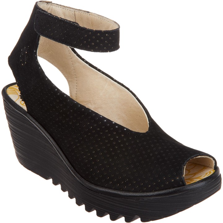 fly london perforated leather wedge sandals