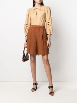 Barena High-Waisted Linen Shorts