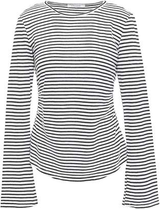 Frame Glittered Striped Linen And Cotton-blend Top