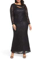 Thumbnail for your product : Marina Sequin Lace Keyhole Gown
