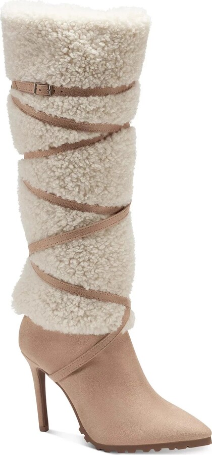 Thalia Sodi Women's Rikka J1932-22TH Boots Sand Faux-Shearling HAWK2038