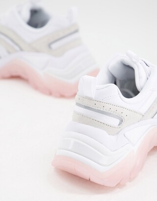 Fila interation sneakers in off white and pink