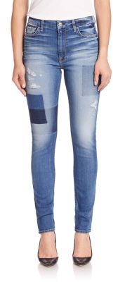 7 For All Mankind Ankle Skinny Distresed Jeans With Shadow Patches