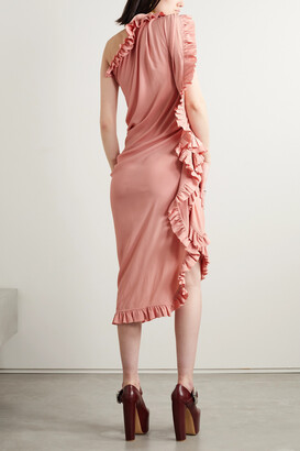 Dries Van Noten One-shoulder Ruffled Crepe De Chine Midi
