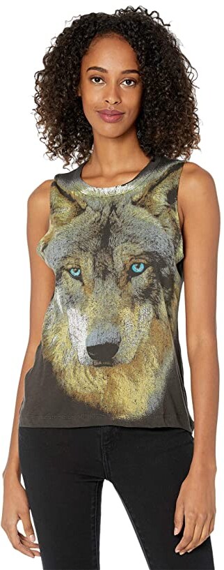 Chaser Lone Wolf Gauzy Cotton High-Low Muscle Tank Top Women's Clothing -  ShopStyle